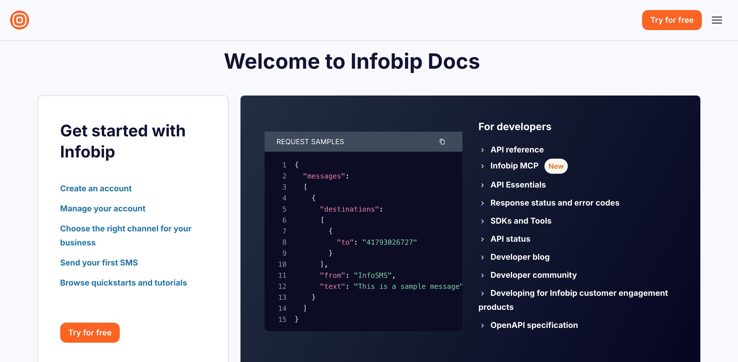 Developer docs — Infobip