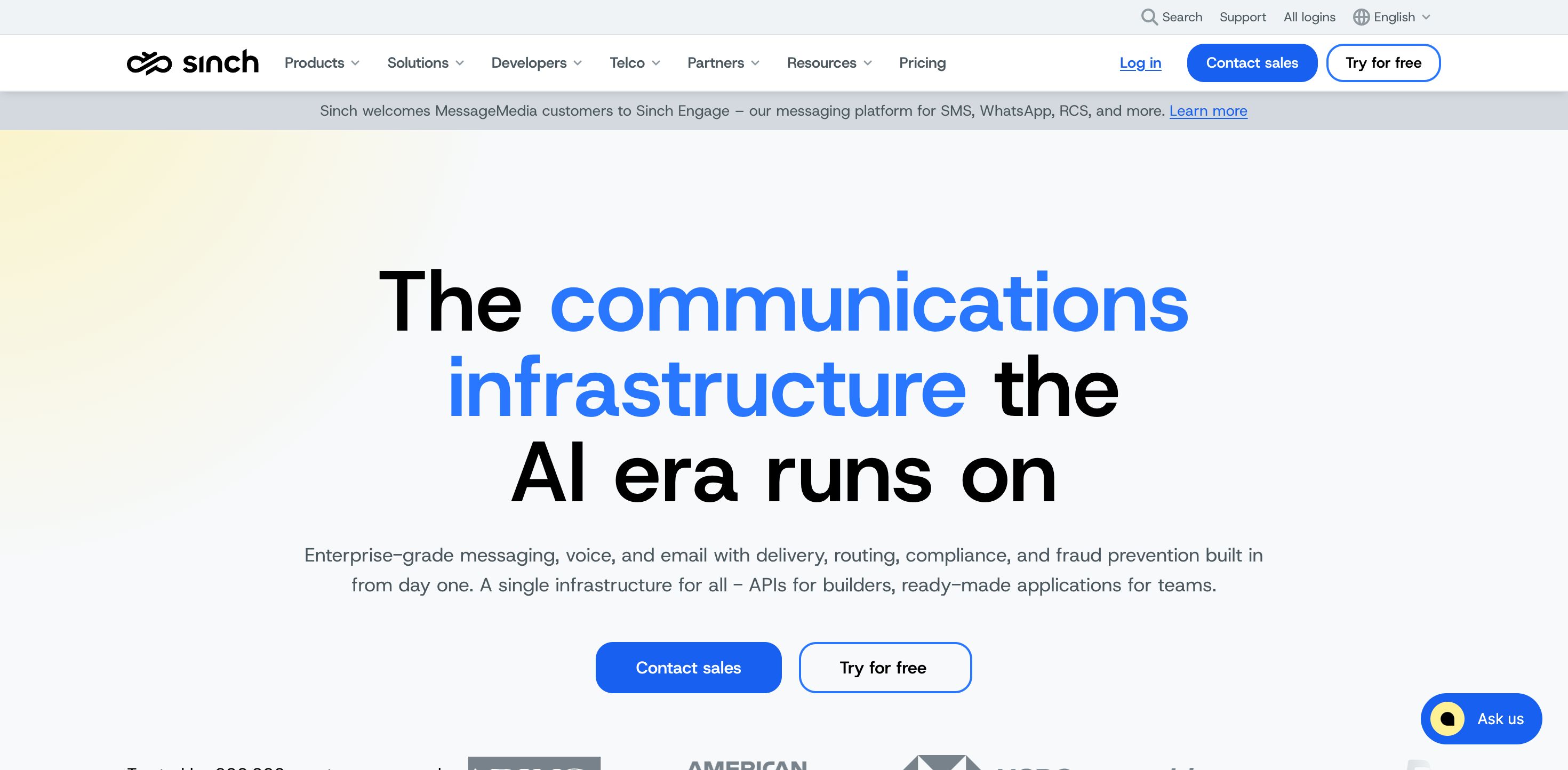 Homepage — Sinch
